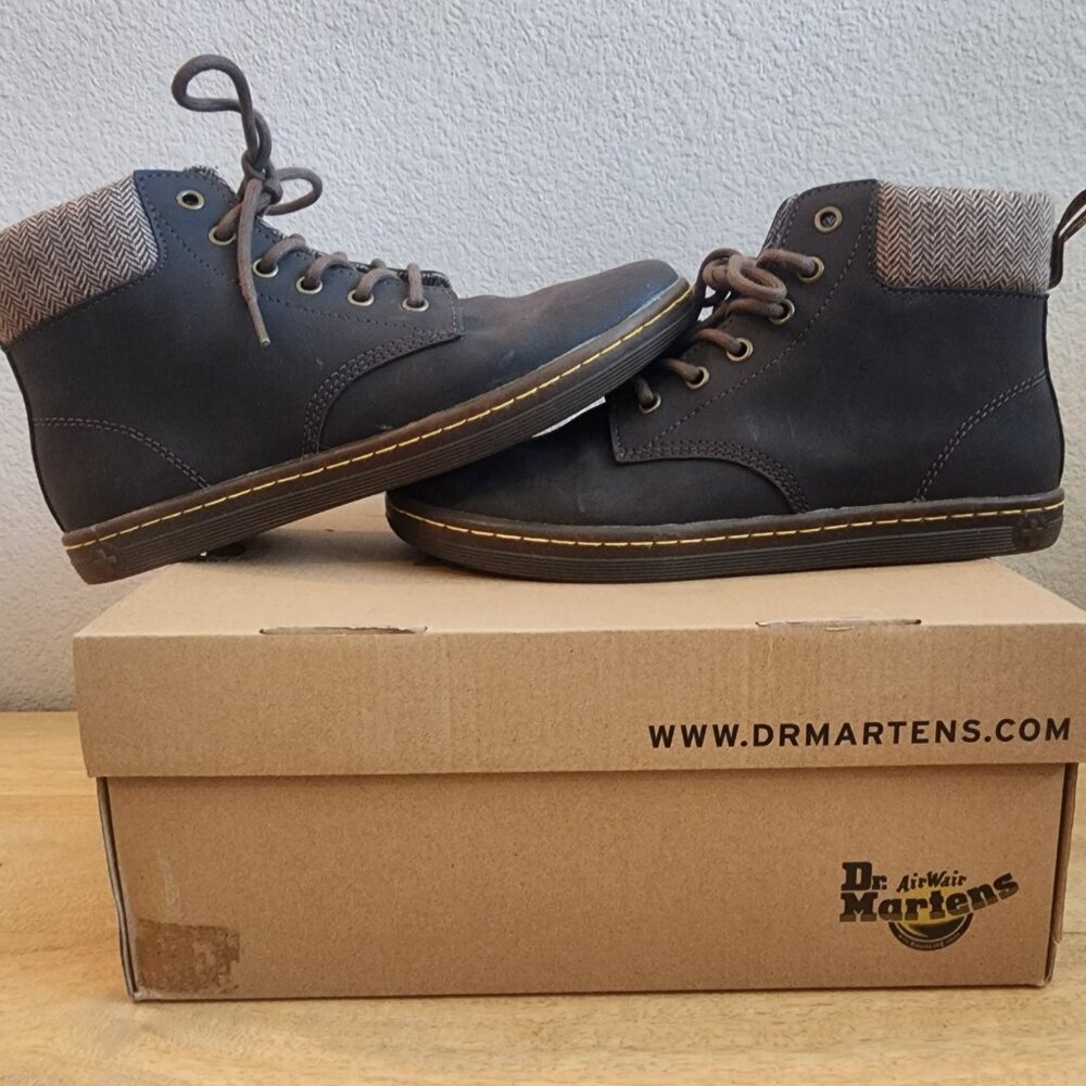 Womens Dr Doc Martens Maelly Boots Brown Leather Padded Collar Size 8